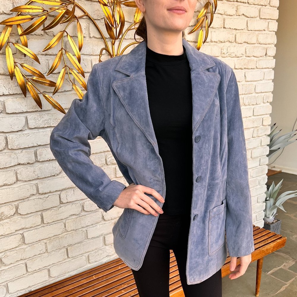 Blue Suede Leather Jacket